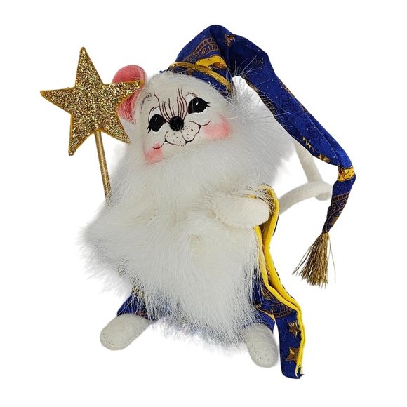 Annalee Wizard Mouse Wand Sun Moon Stars Blue Robe Hat 2003 6.5" - Picture 1 of 9